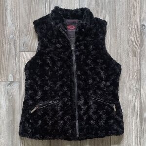 Yoki Girls Black Fleece Faux Fur Vest S (7)